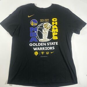 Nike TShirt Mens Size Large Black Golden State Warriors NBA Champs Fanwear 21-22